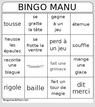 Manu Bingo Card