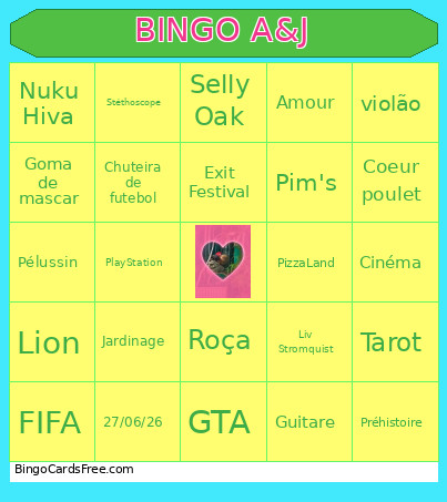 Mariage A&j Bingo Card
