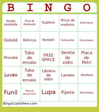 Mat Laboratório Bingo Card
