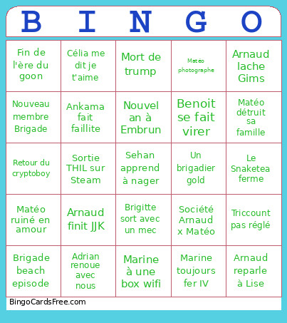 Matéo Bingo Card