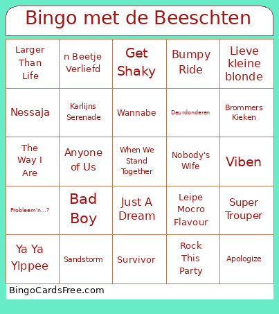 Met De Beeschten Bingo Card