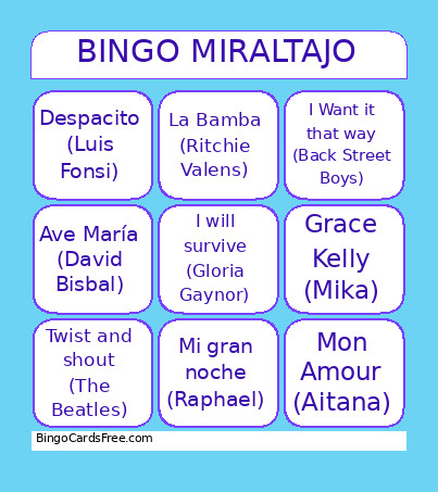 MIRALTAJO Bingo Card