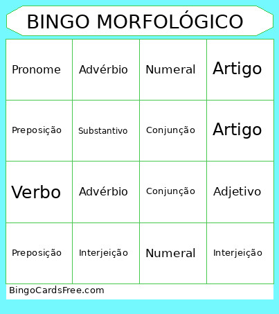 Morfológico Bingo Card