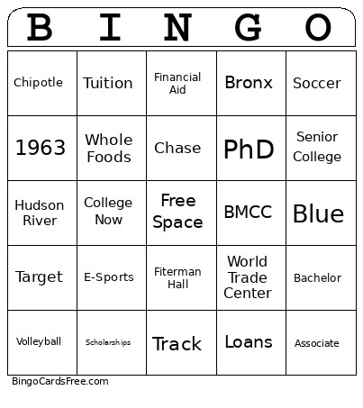 MS English Bingo Card