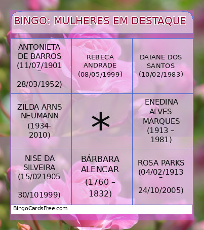 : MULHERES EM DESTAQUE Bingo Card