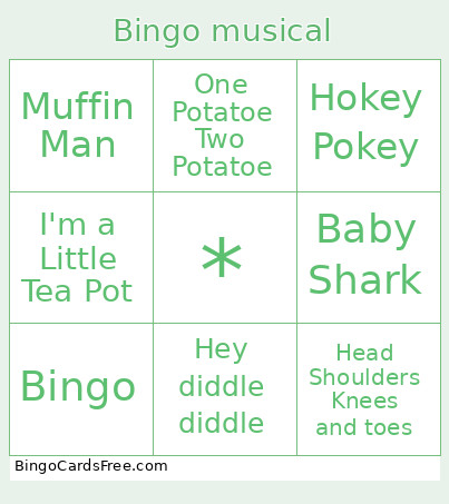 Musical Bingo Card