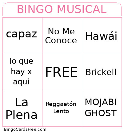 MUSICAL Bingo Card