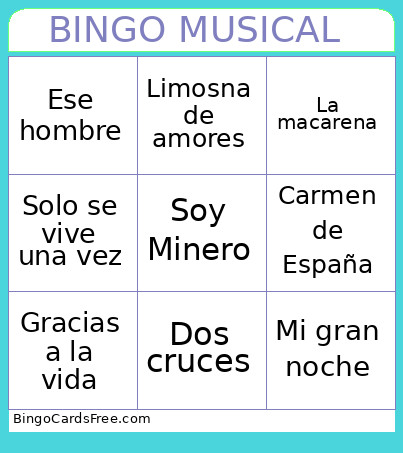 Musical 2.0. Bingo Card