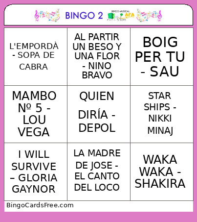 MUSICAL 2 Bingo Card