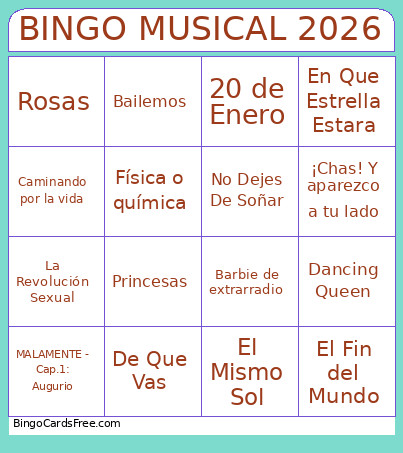 Musical 2026 Bingo Card