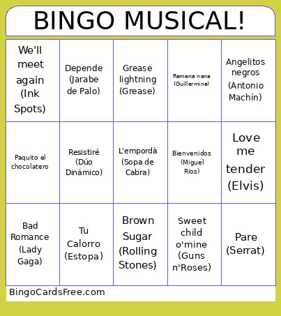MUSICAL! Bingo Card
