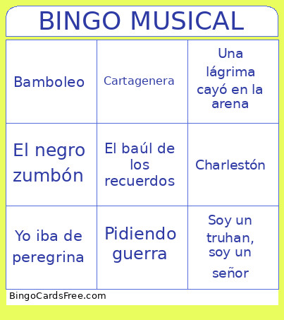 MUSICAL 3 Bingo Card