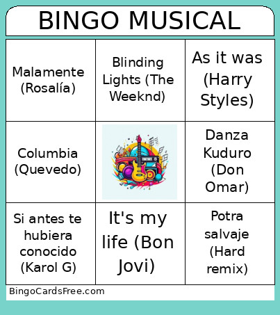 Musical Bingo Card 2
