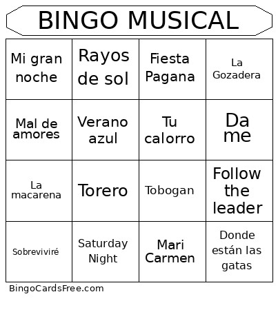 MUSICAL Bingo Card 3