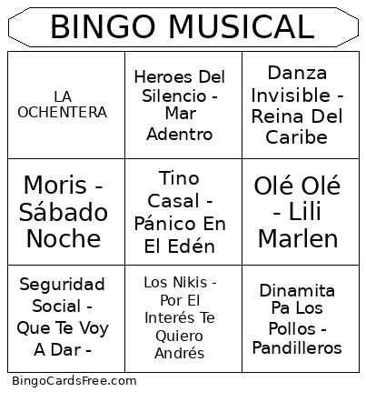 MUSICAL Bingo Card