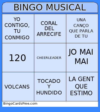 MUSICAL Bingo Card