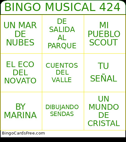 Musical 424 Bingo Card
