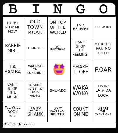 Musical Bingo Card