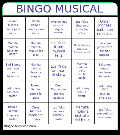 MUSICAL Bingo Card