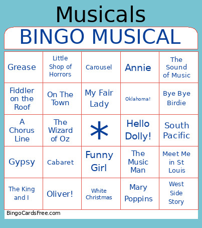 MUSICAL Bingo Card