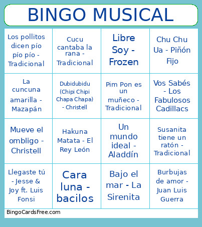 MUSICAL Bingo Card