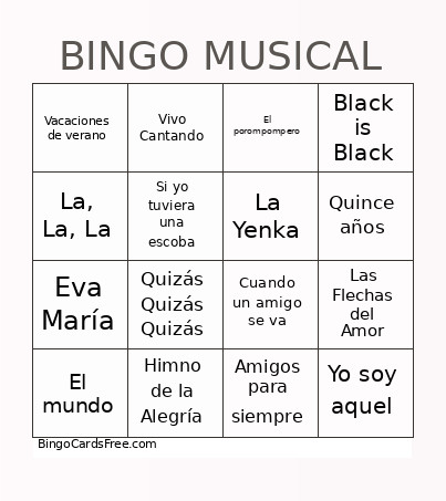 MUSICAL Bingo Card 2
