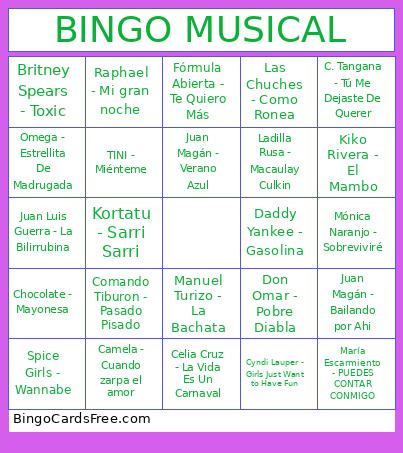 MUSICAL Bingo Card 2