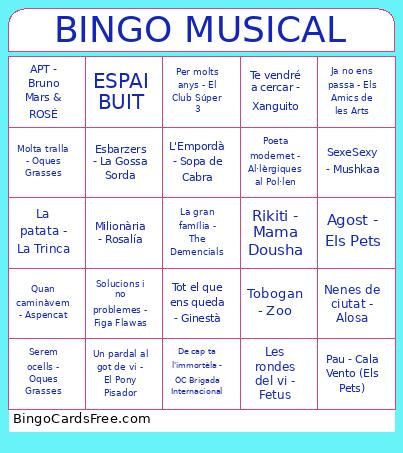 MUSICAL Bingo Card