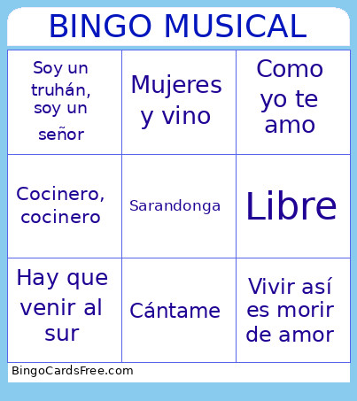 Musical Bingo Card 3