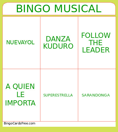 MUSICAL Bingo Card
