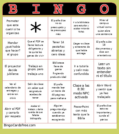 Musical Bingo Card