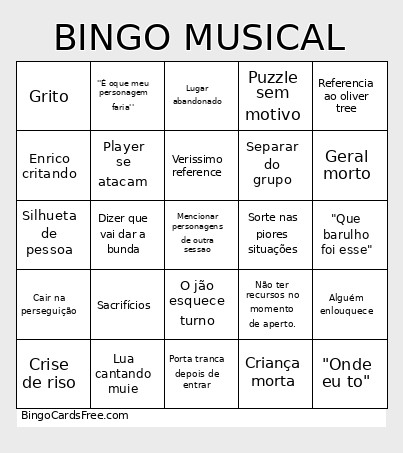MUSICAL Bingo Card