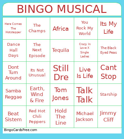 MUSICAL Bingo Card 2