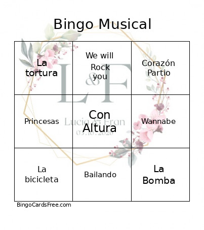Musical Bingo Card