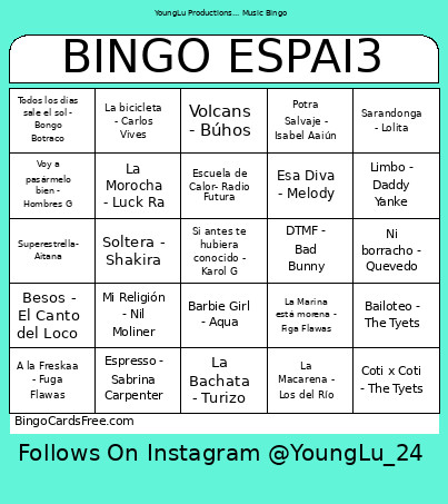 Musical AFA Espai3 Bingo Card