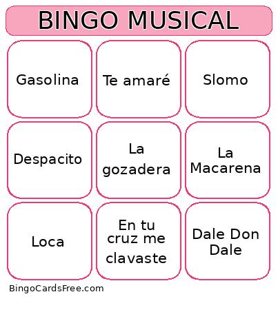 Bingo musical boda
