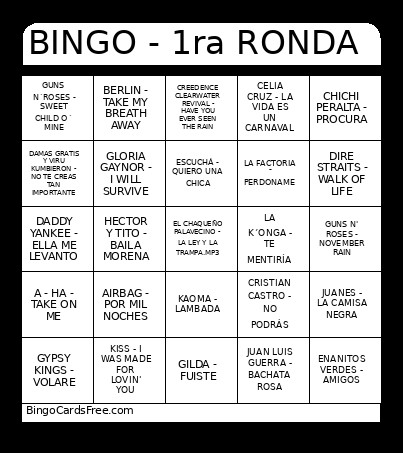 MUSICAL - CBN2 Bingo Card