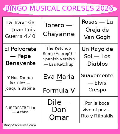 MUSICAL CORESES 2026 Bingo Card