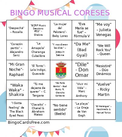 MUSICAL CORESES Bingo Card