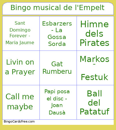 Musical De L'Empelt Bingo Card