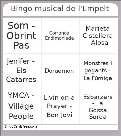 Musical De L'Empelt Bingo Card