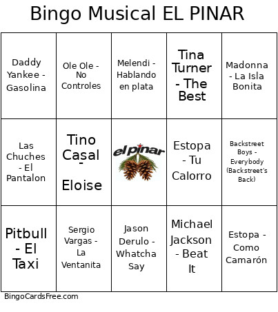 Musical EL PINAR Bingo Card