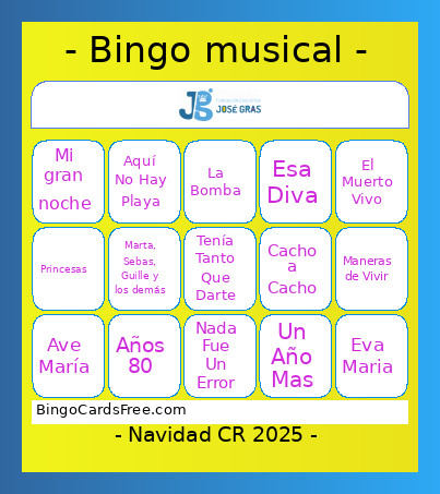 Musical Navidad CR Bingo Card
