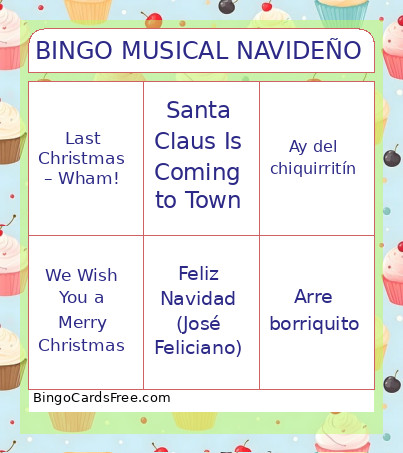 Musical Navideño Bingo Card