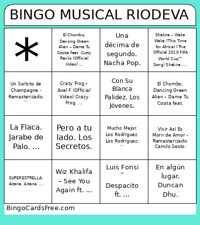 MUSICAL RIODEVA Bingo Card