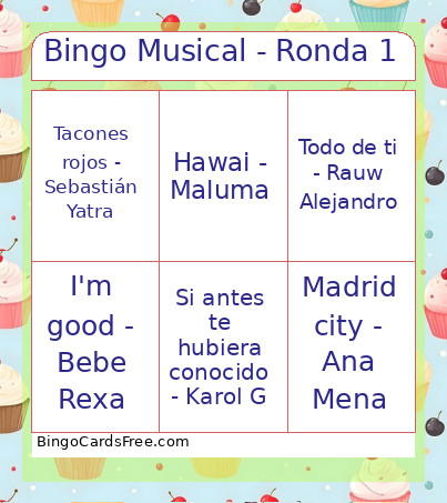 Musical - Ronda 1 Bingo Card