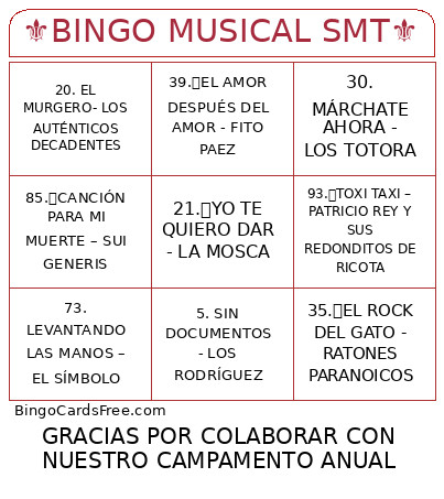 ⚜️ MUSICAL SMT⚜️ Bingo Card