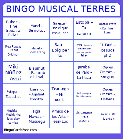 MUSICAL TERRES Bingo Card
