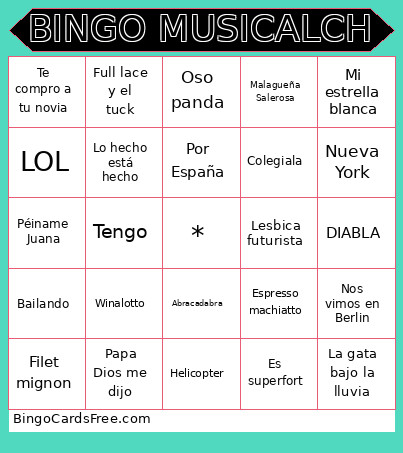 MUSICALCH Bingo Card 2