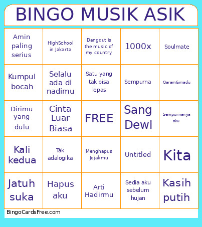 Musik Asik Bingo Card